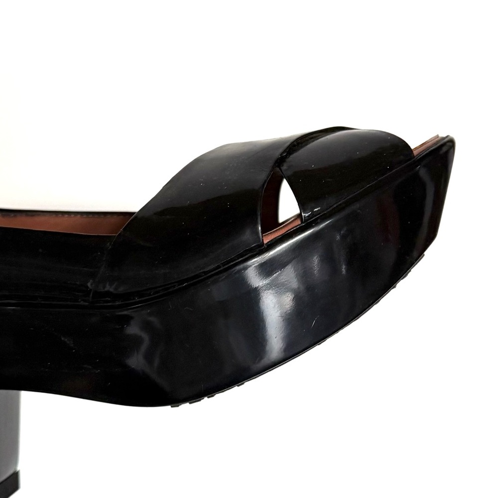 Vicini Tapeet Black Patent Leather Platform Peep Toe Heels Shoes - Picture 7 of 15